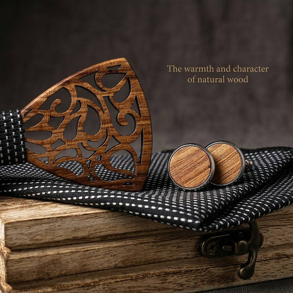 M467 M467  Vine Scroll Cutout Bow Tie Set, Zebrawood — view 5