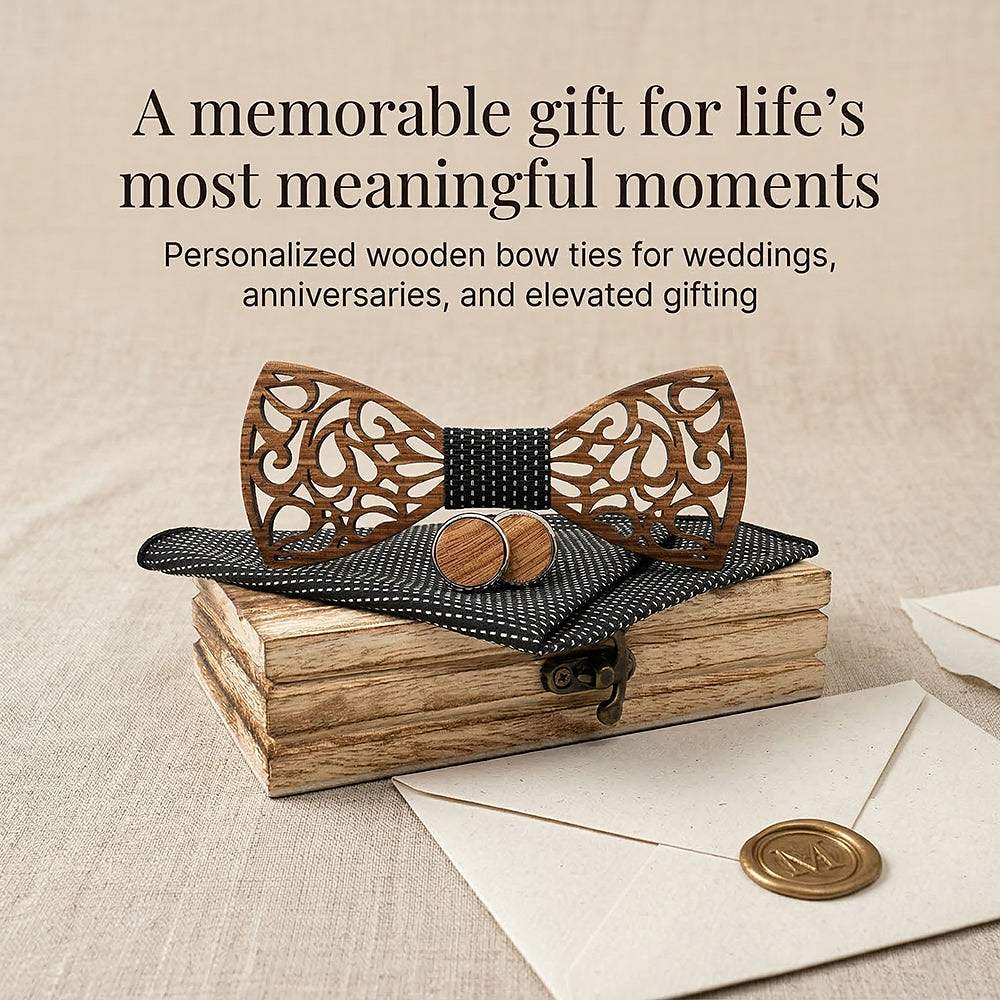 M467 M467  Vine Scroll Cutout Bow Tie Set, Zebrawood — view 6