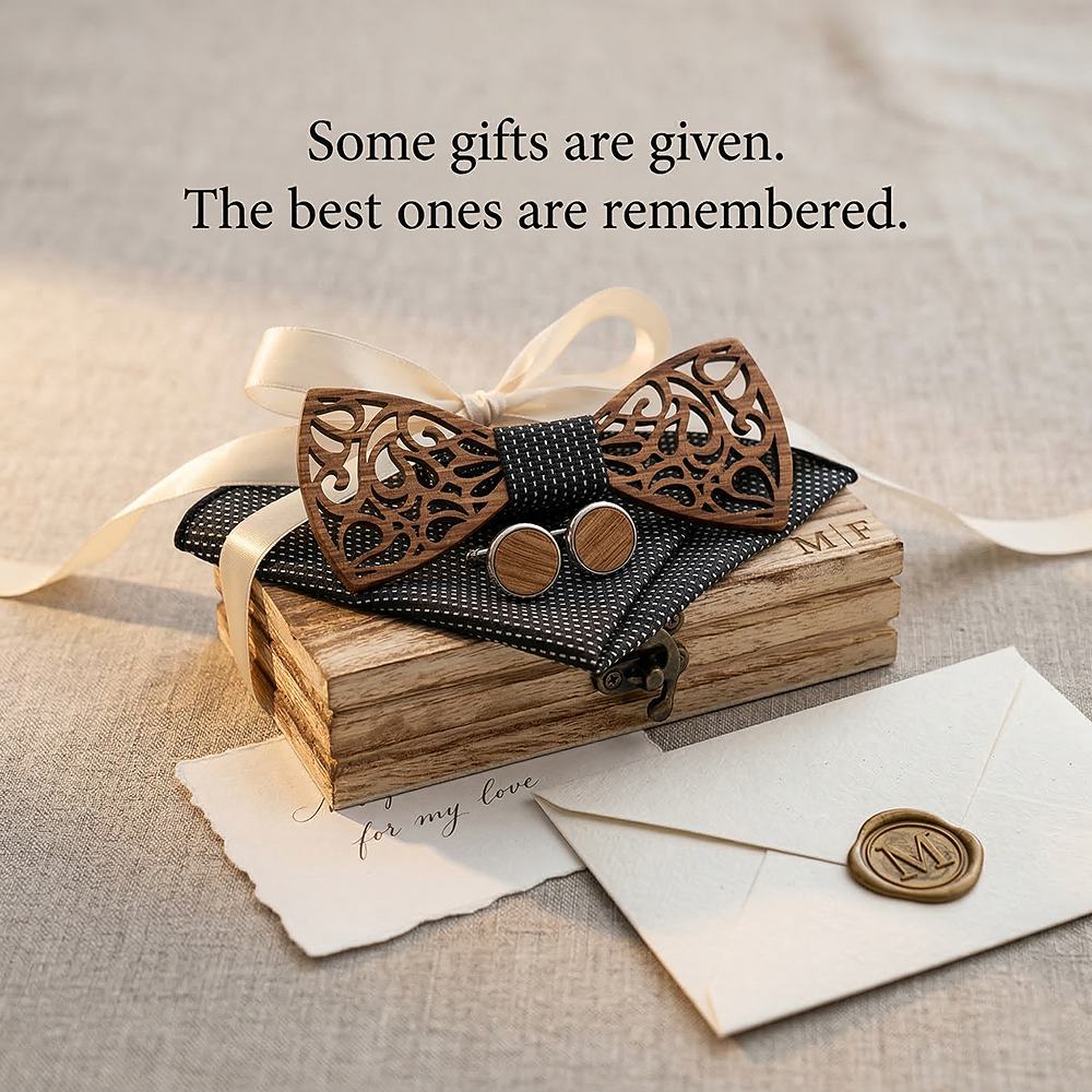 M467 M467  Vine Scroll Cutout Bow Tie Set, Zebrawood — view 7