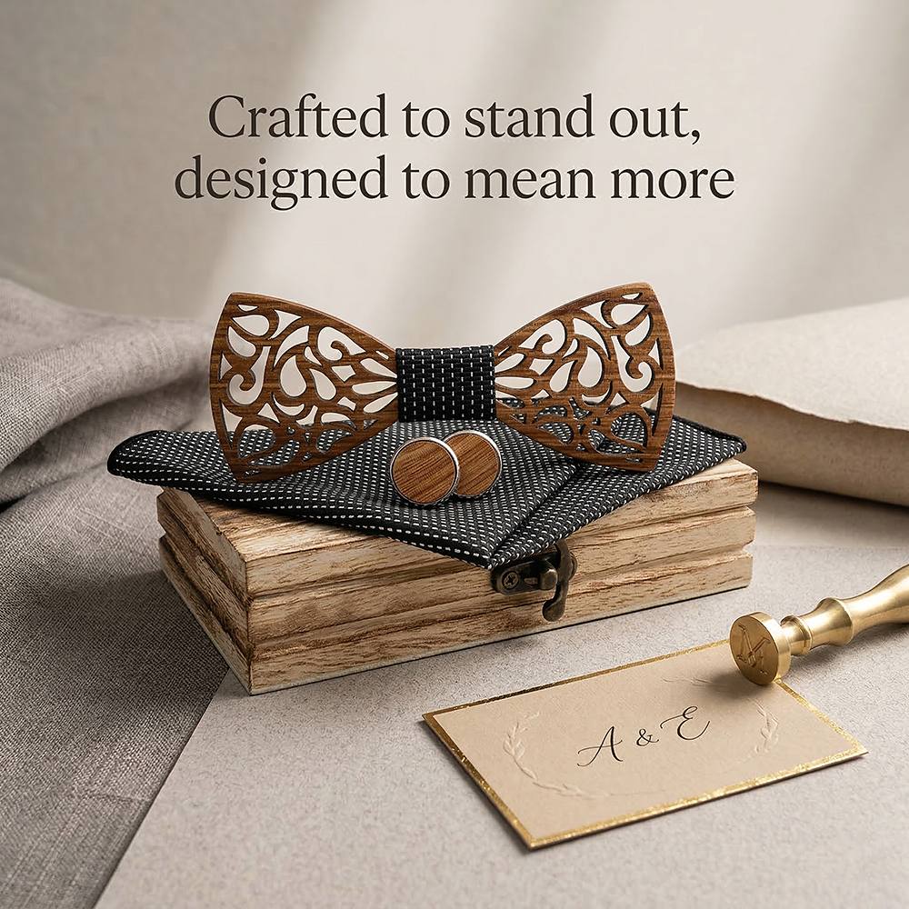 M467 M467  Vine Scroll Cutout Bow Tie Set, Zebrawood — view 8