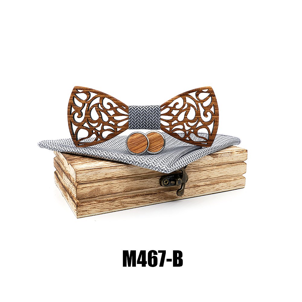 M467 M467  Vine Scroll Cutout Bow Tie Set, Zebrawood — colour B