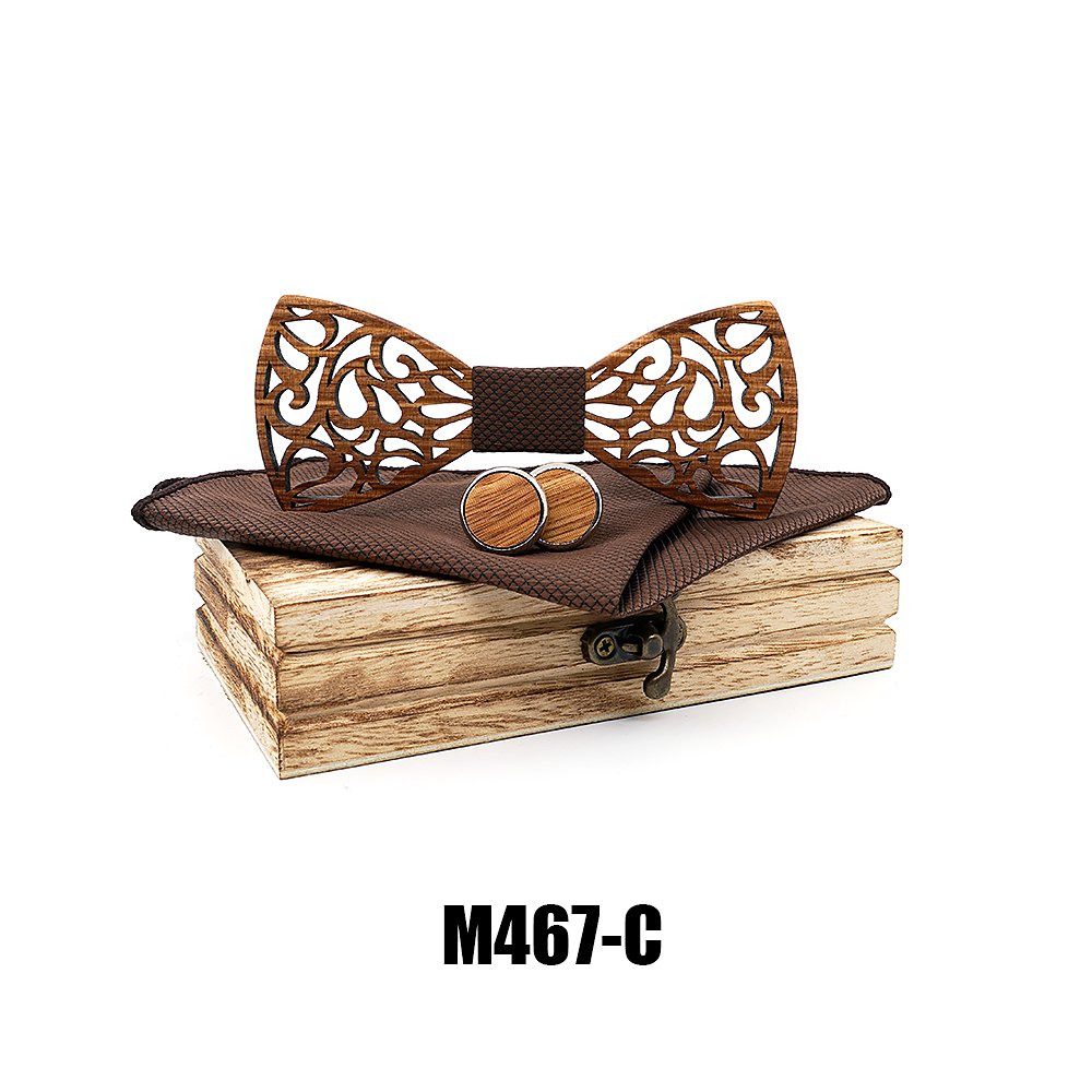 M467 M467  Vine Scroll Cutout Bow Tie Set, Zebrawood — colour C