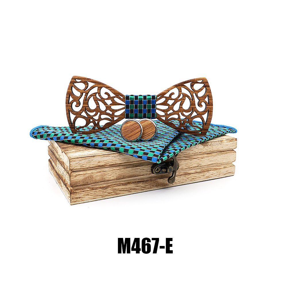 M467 M467  Vine Scroll Cutout Bow Tie Set, Zebrawood — colour E