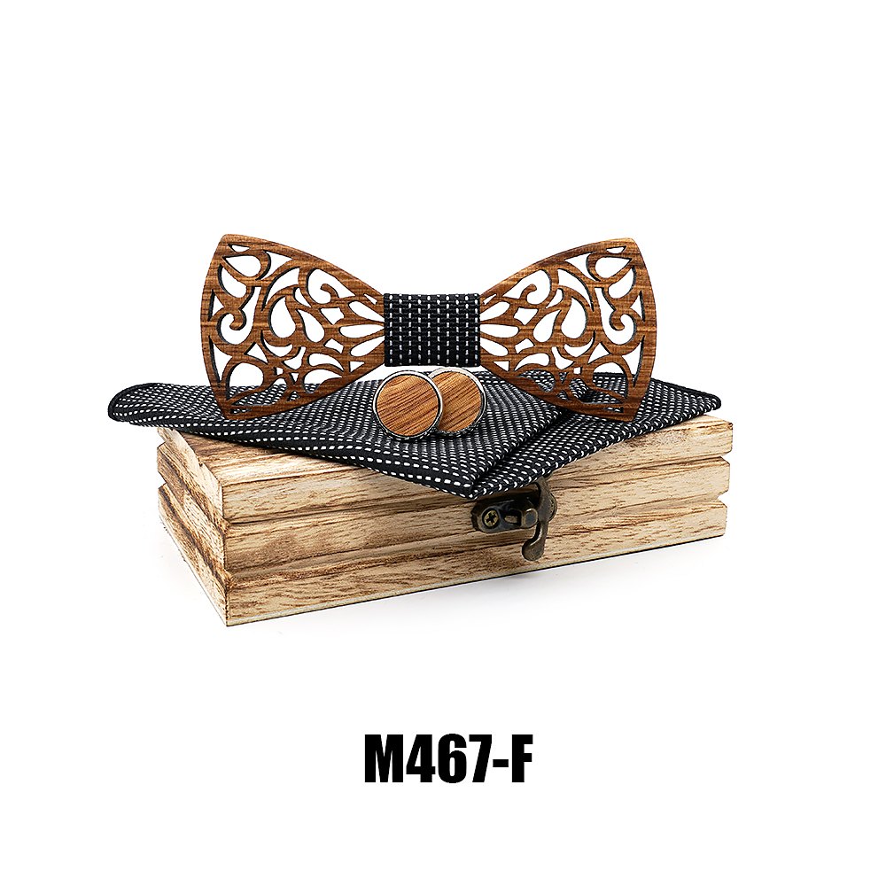 M467 M467  Vine Scroll Cutout Bow Tie Set, Zebrawood — colour F