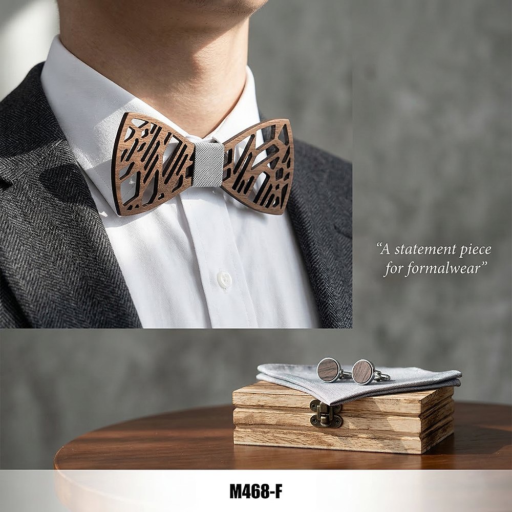 M468 M468  Tree Branch Cutout Bow Tie Set, Walnut — view 2