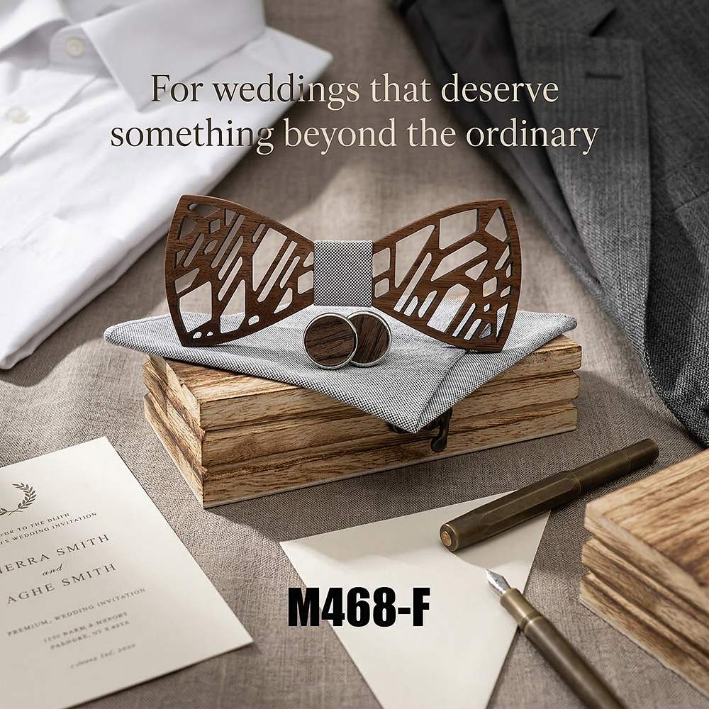 M468 M468  Tree Branch Cutout Bow Tie Set, Walnut — view 3