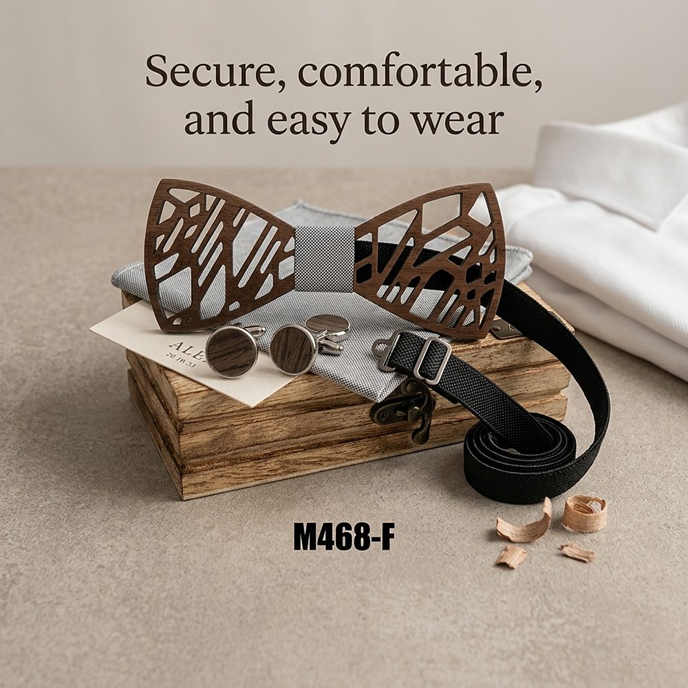 M468 M468  Tree Branch Cutout Bow Tie Set, Walnut — view 4