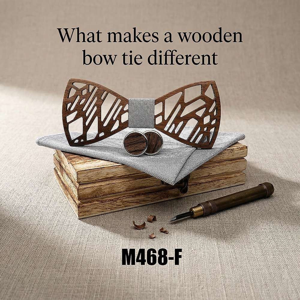 M468 M468  Tree Branch Cutout Bow Tie Set, Walnut — view 5