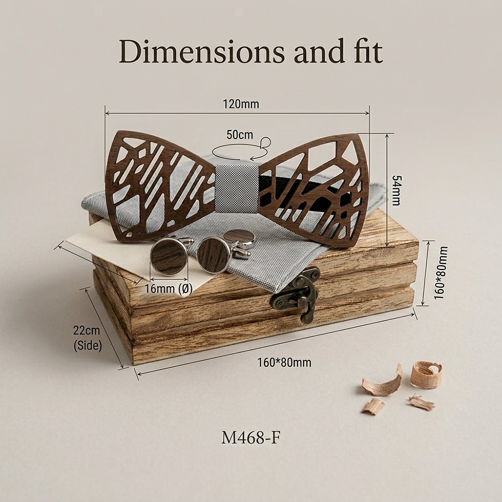 M468 M468  Tree Branch Cutout Bow Tie Set, Walnut — view 8