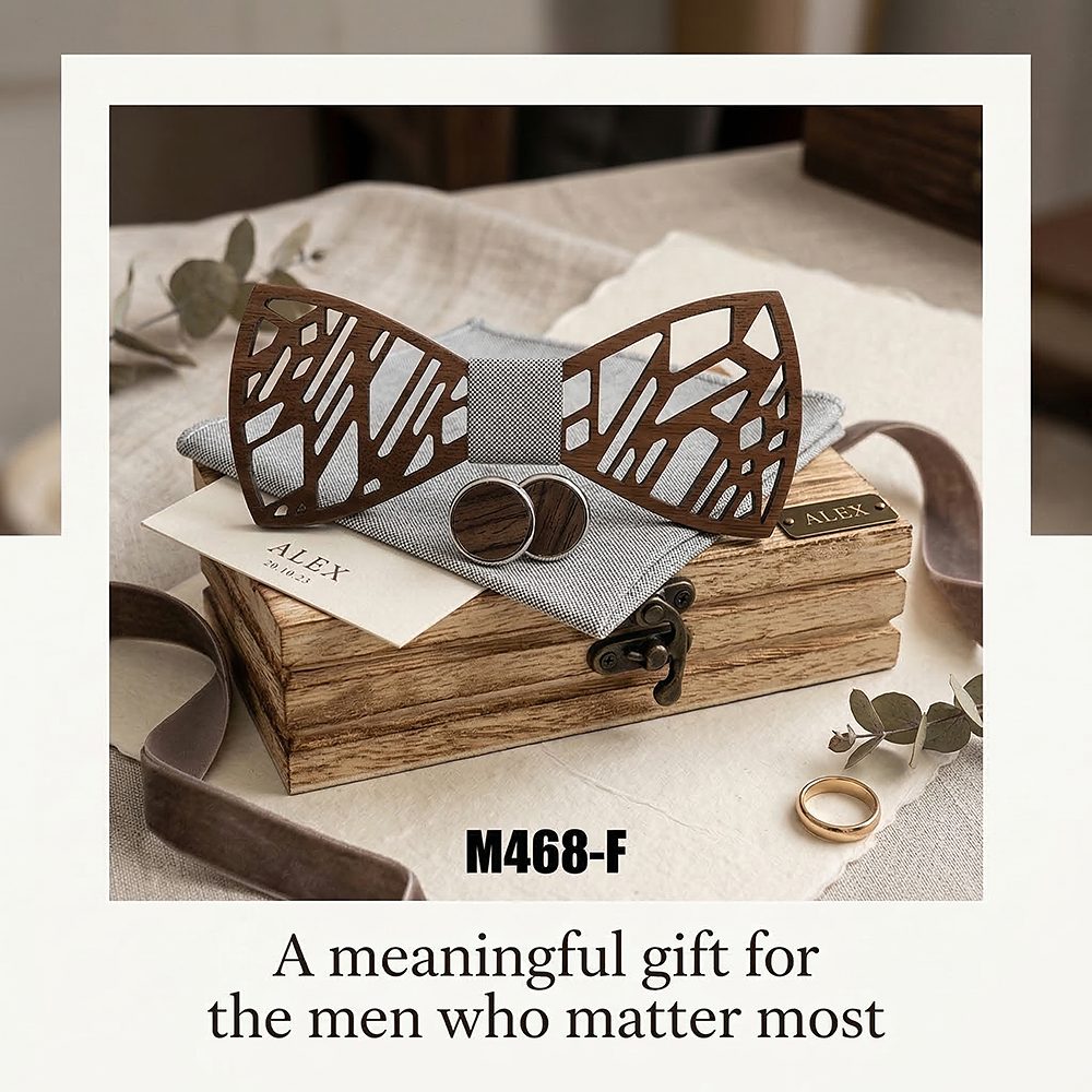 M468 M468  Tree Branch Cutout Bow Tie Set, Walnut — view 9