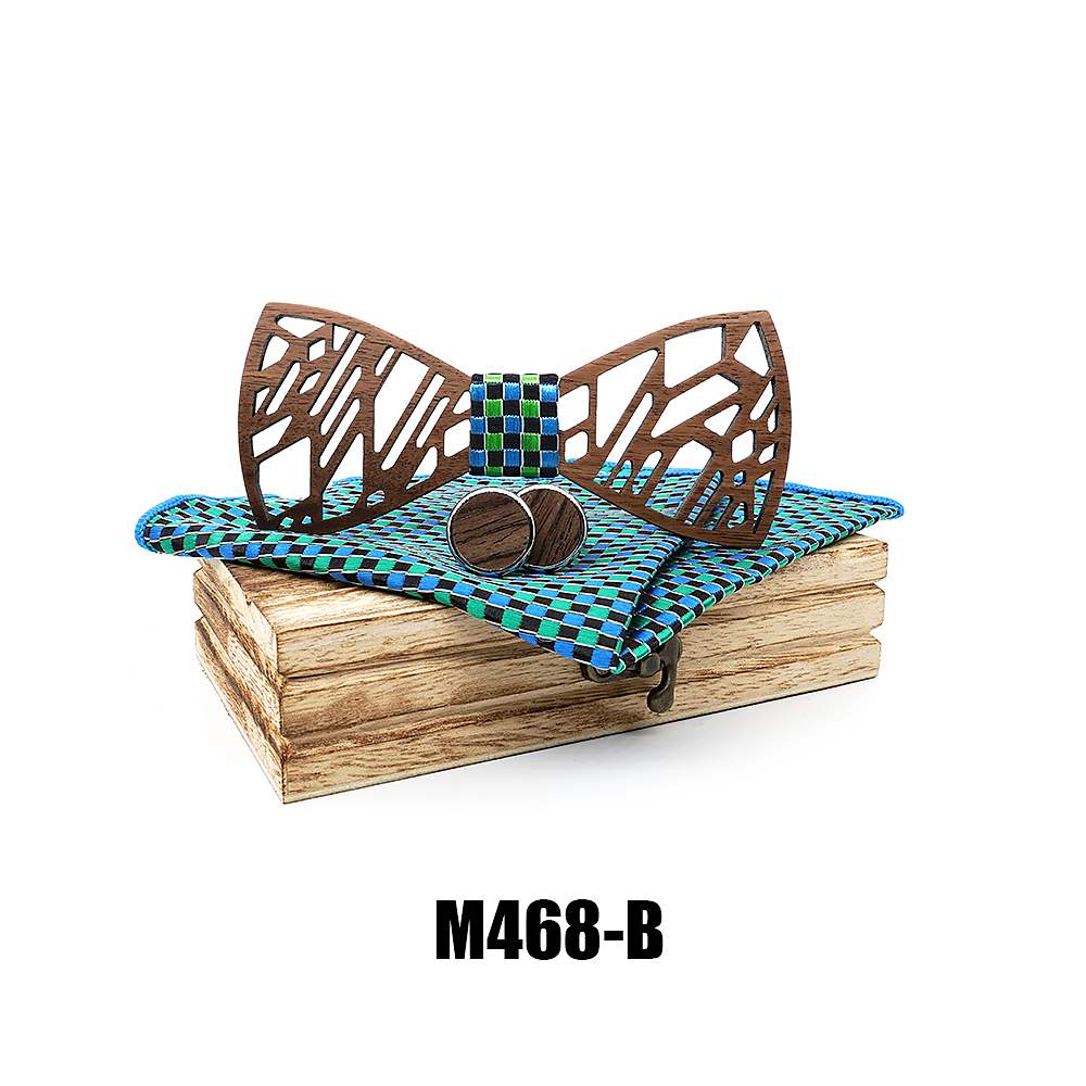 M468 M468  Tree Branch Cutout Bow Tie Set, Walnut — colour B