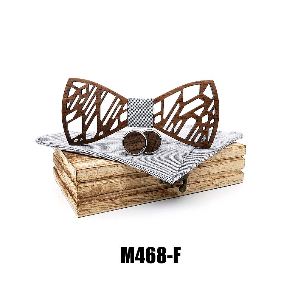 M468 M468  Tree Branch Cutout Bow Tie Set, Walnut — colour F