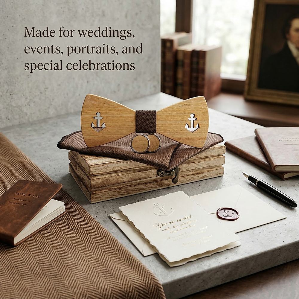 M469 M469  Anchor Cutout Bow Tie Set, Maple — view 4