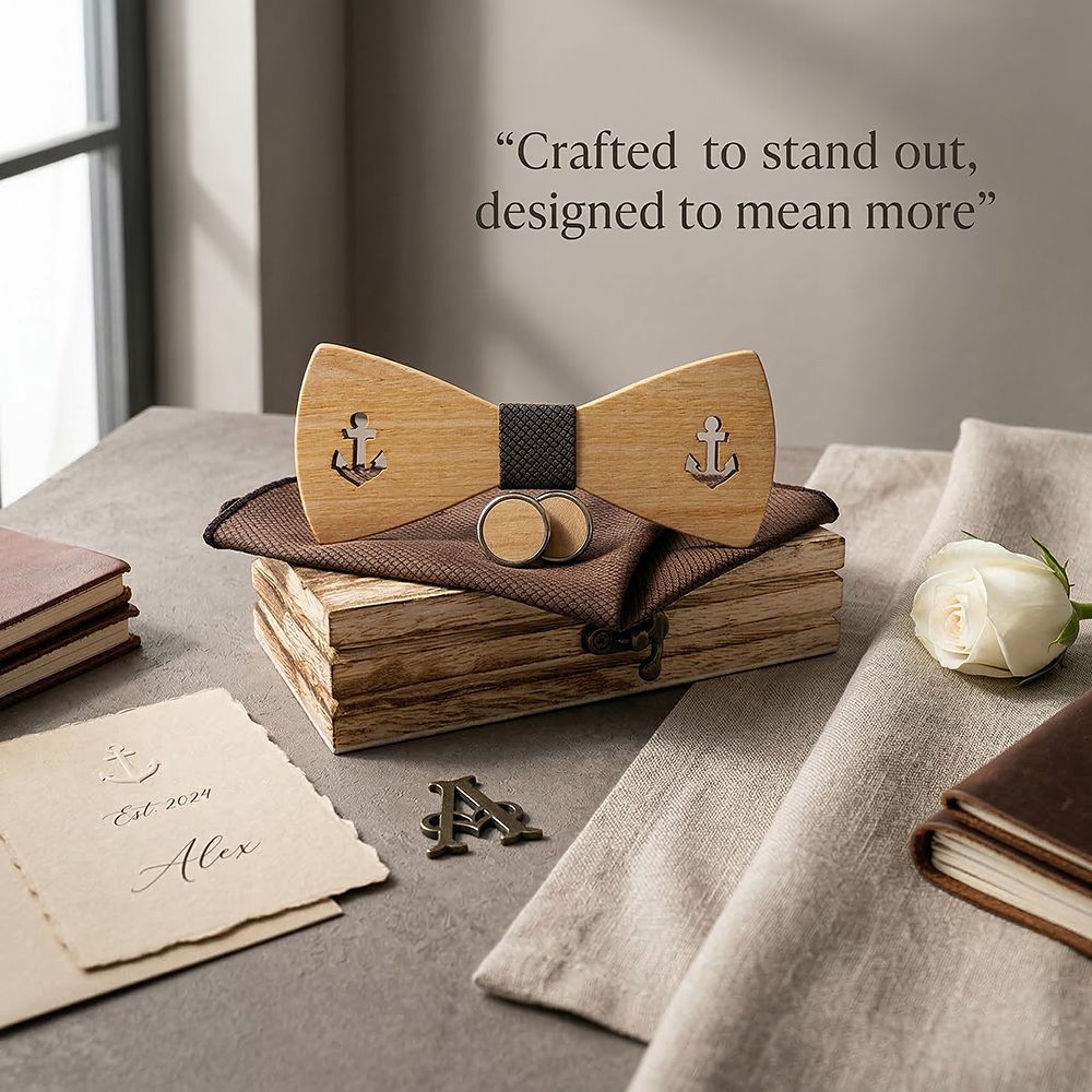M469 M469  Anchor Cutout Bow Tie Set, Maple — view 7