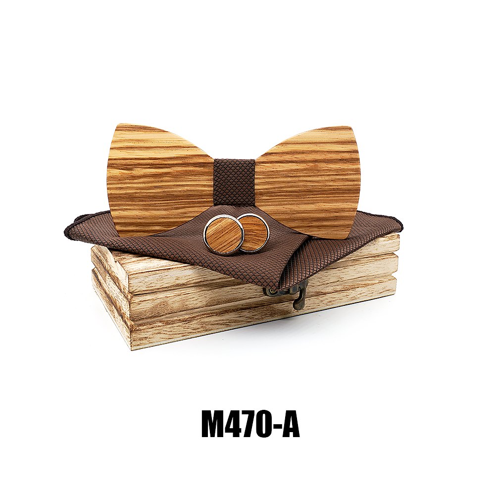M470  Solid Bow Tie Set, Zebrawood
