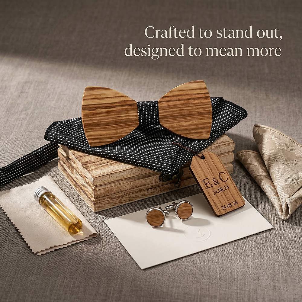 M470 M470  Solid Bow Tie Set, Zebrawood — view 11