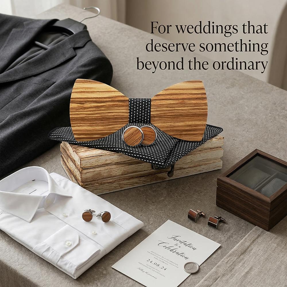 M470 M470  Solid Bow Tie Set, Zebrawood — view 12