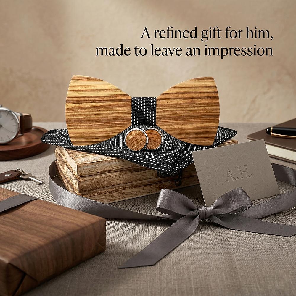 M470 M470  Solid Bow Tie Set, Zebrawood — view 3