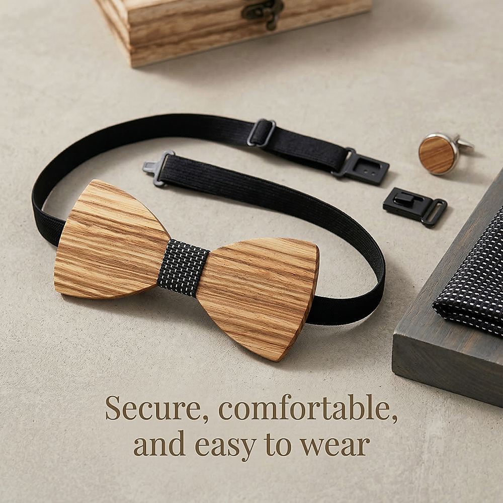 M470 M470  Solid Bow Tie Set, Zebrawood — view 9
