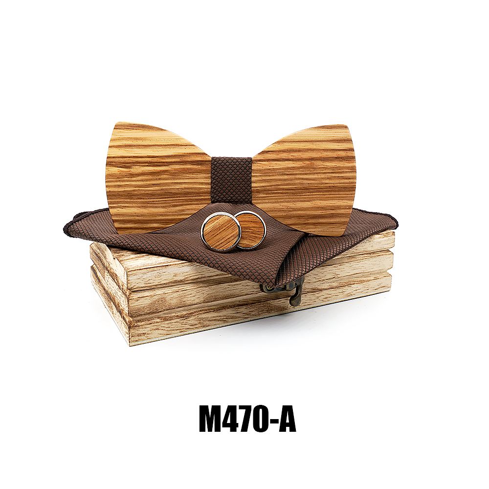 M470 M470  Solid Bow Tie Set, Zebrawood — colour A