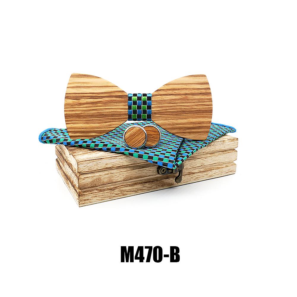 M470 M470  Solid Bow Tie Set, Zebrawood — colour B