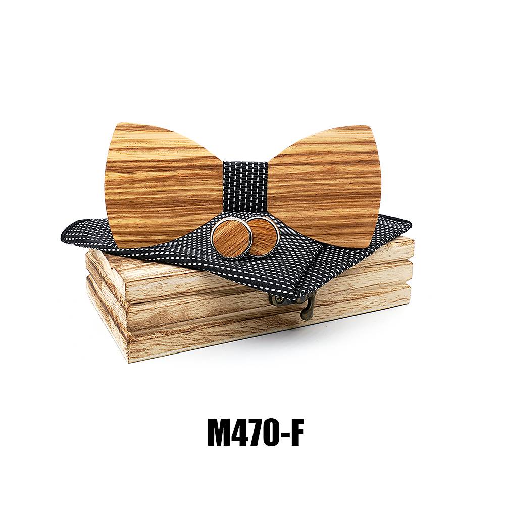 M470 M470  Solid Bow Tie Set, Zebrawood — colour F