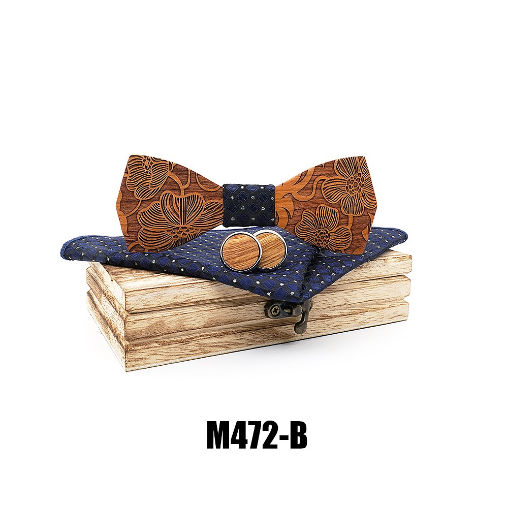M472 M472  Engraved Paisley Bow Tie Set, Walnut — view 2