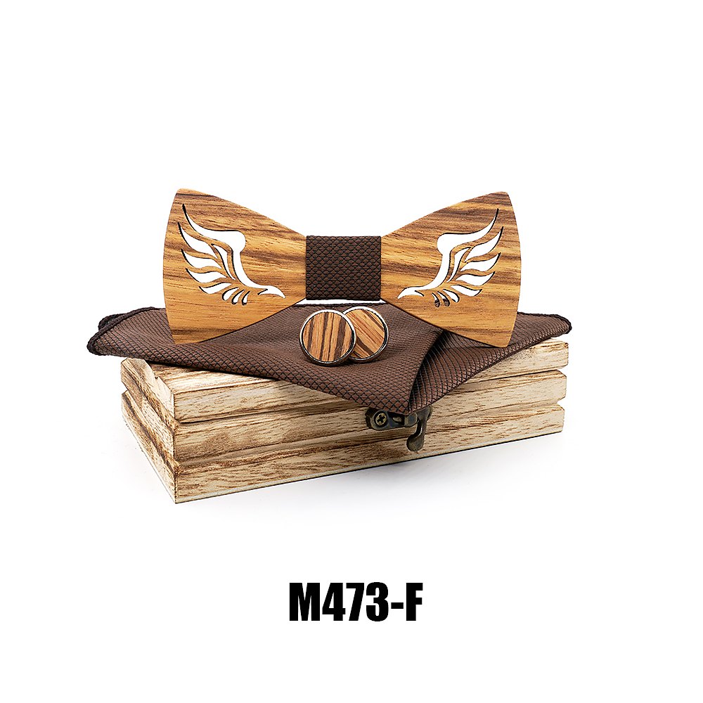 M473 M473  Angel Wing Bow Tie Set, Zebrawood — view 6