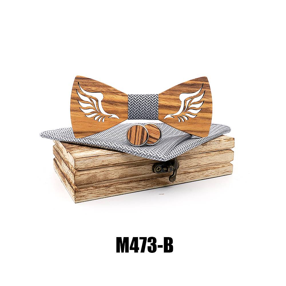M473 M473  Angel Wing Bow Tie Set, Zebrawood — colour B