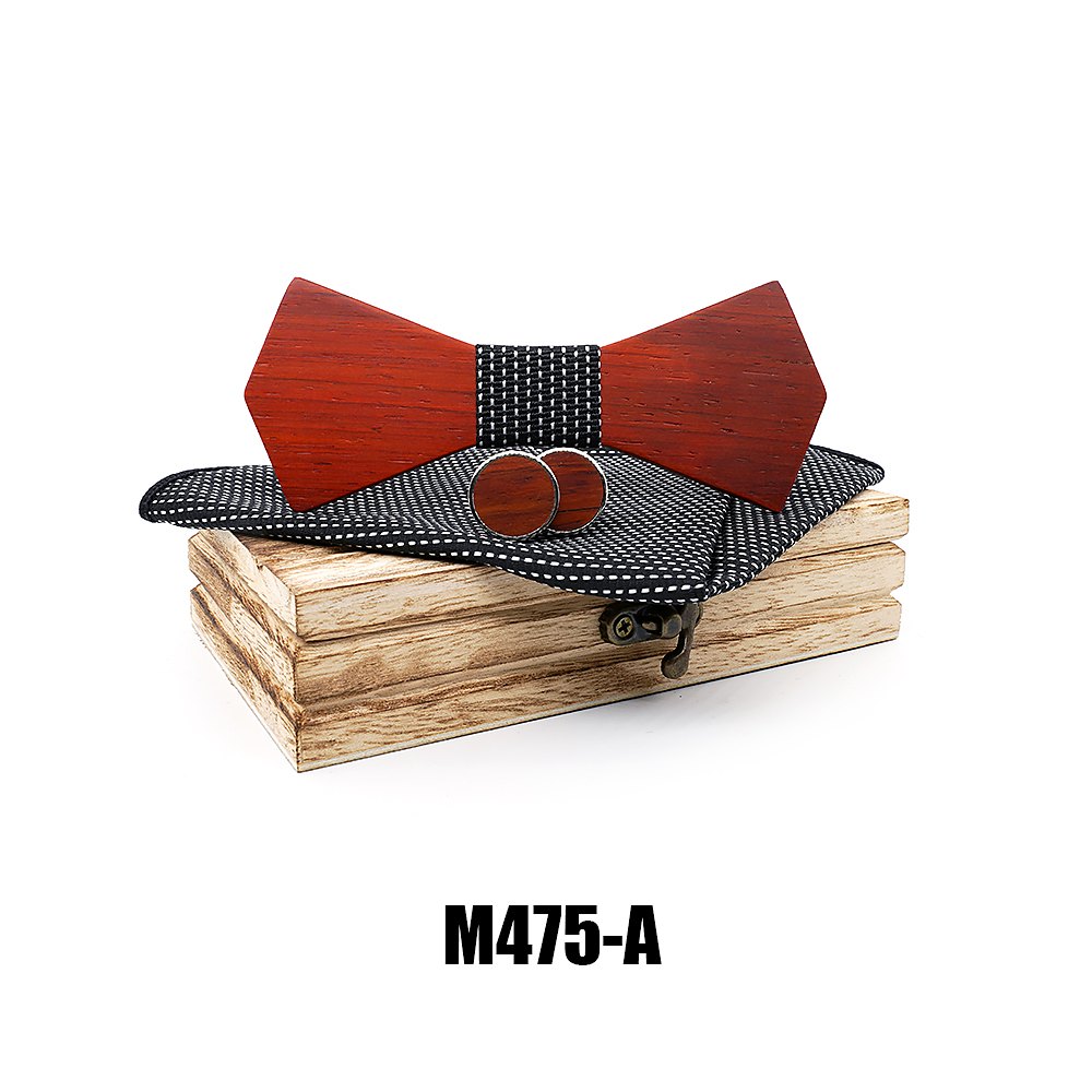 M475  Solid Bow Tie Set, Red Sandalwood