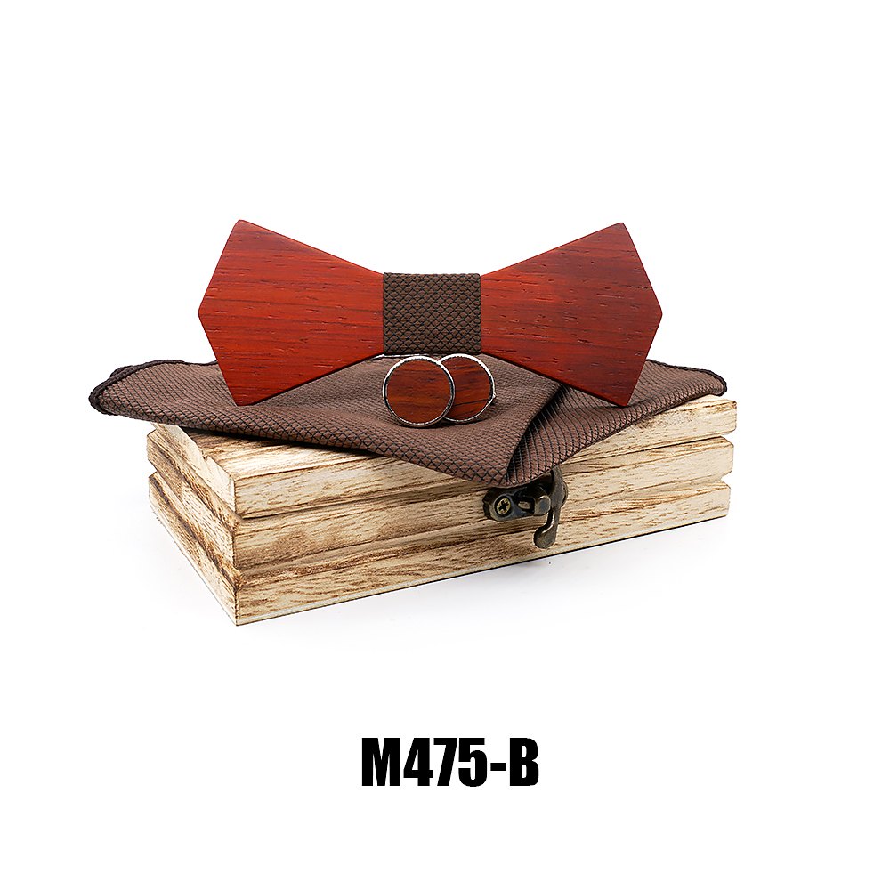 M475 M475  Solid Bow Tie Set, Red Sandalwood — view 2
