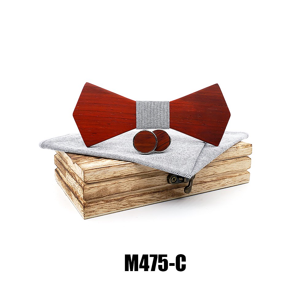 M475 M475  Solid Bow Tie Set, Red Sandalwood — view 3