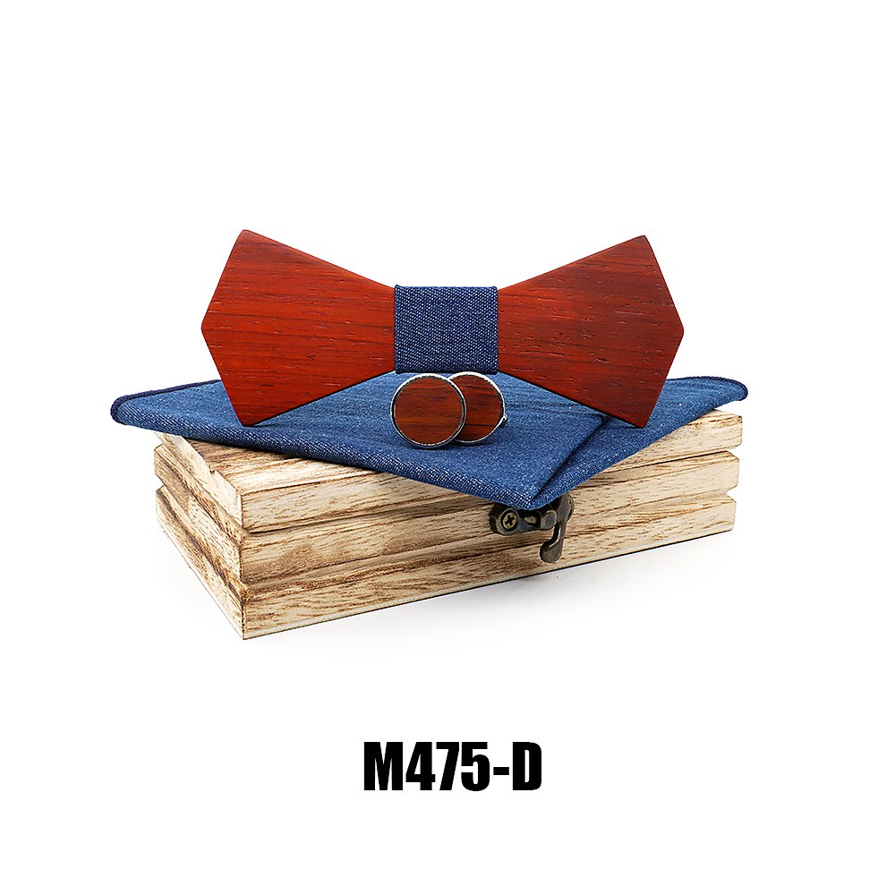 M475 M475  Solid Bow Tie Set, Red Sandalwood — view 4