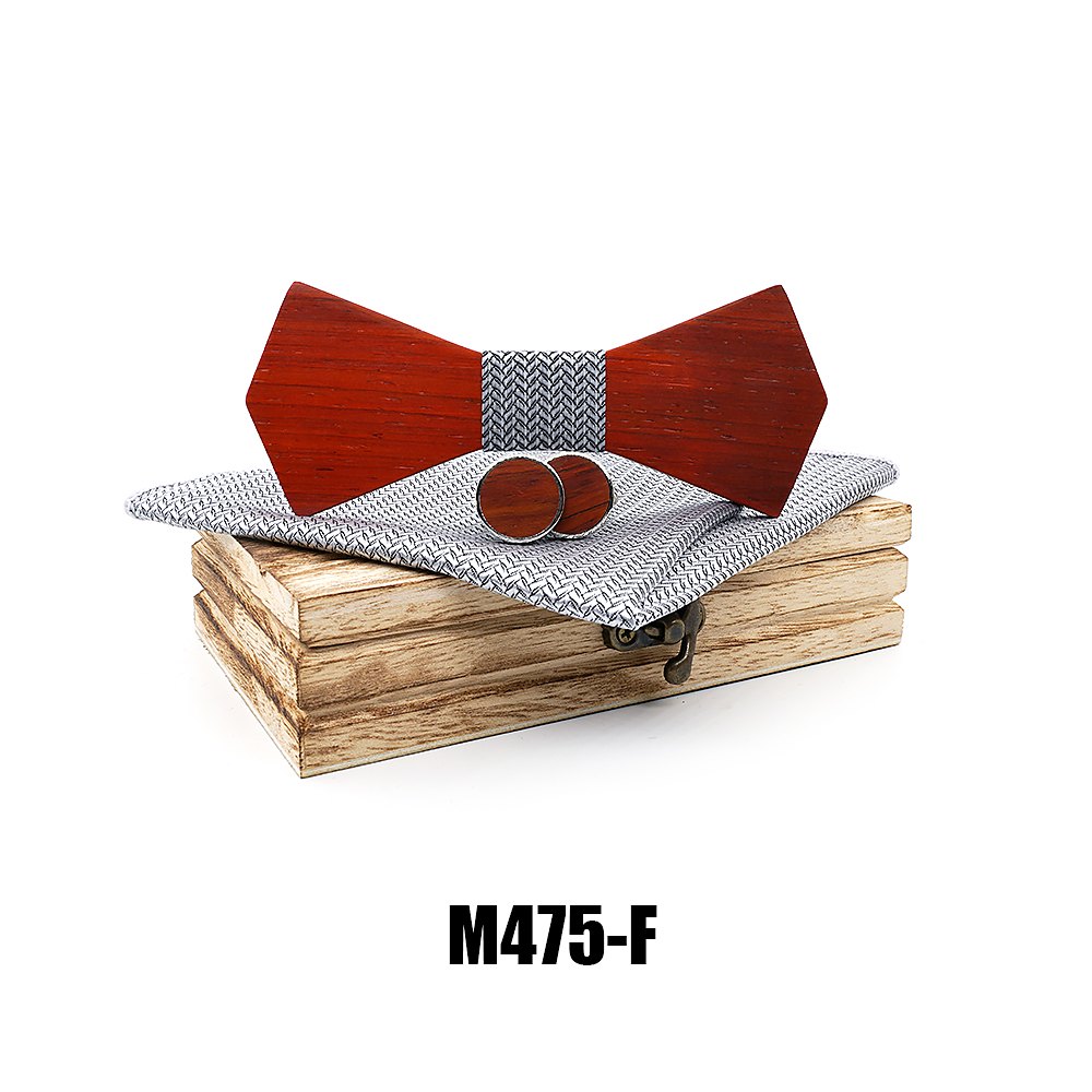M475 M475  Solid Bow Tie Set, Red Sandalwood — view 6