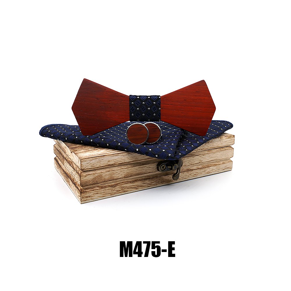 M475 M475  Solid Bow Tie Set, Red Sandalwood — colour E