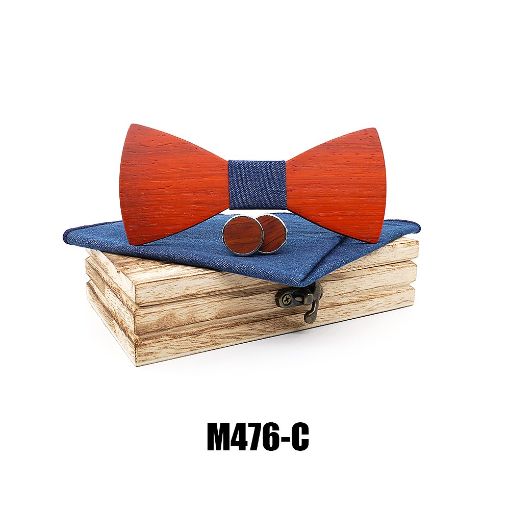 M476 M476  Classic Solid Bow Tie Set, Red Sandalwood — view 3