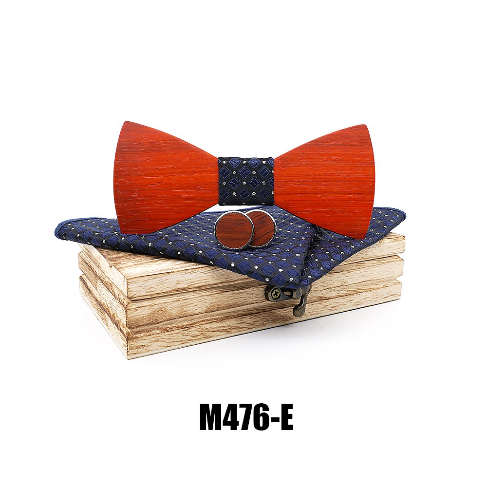 M476 M476  Classic Solid Bow Tie Set, Red Sandalwood — view 5