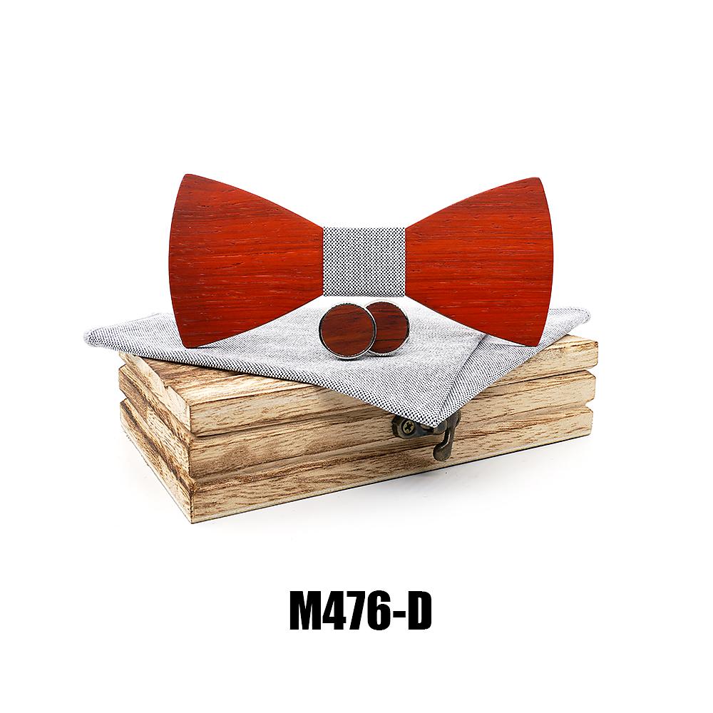 M476 M476  Classic Solid Bow Tie Set, Red Sandalwood — colour D