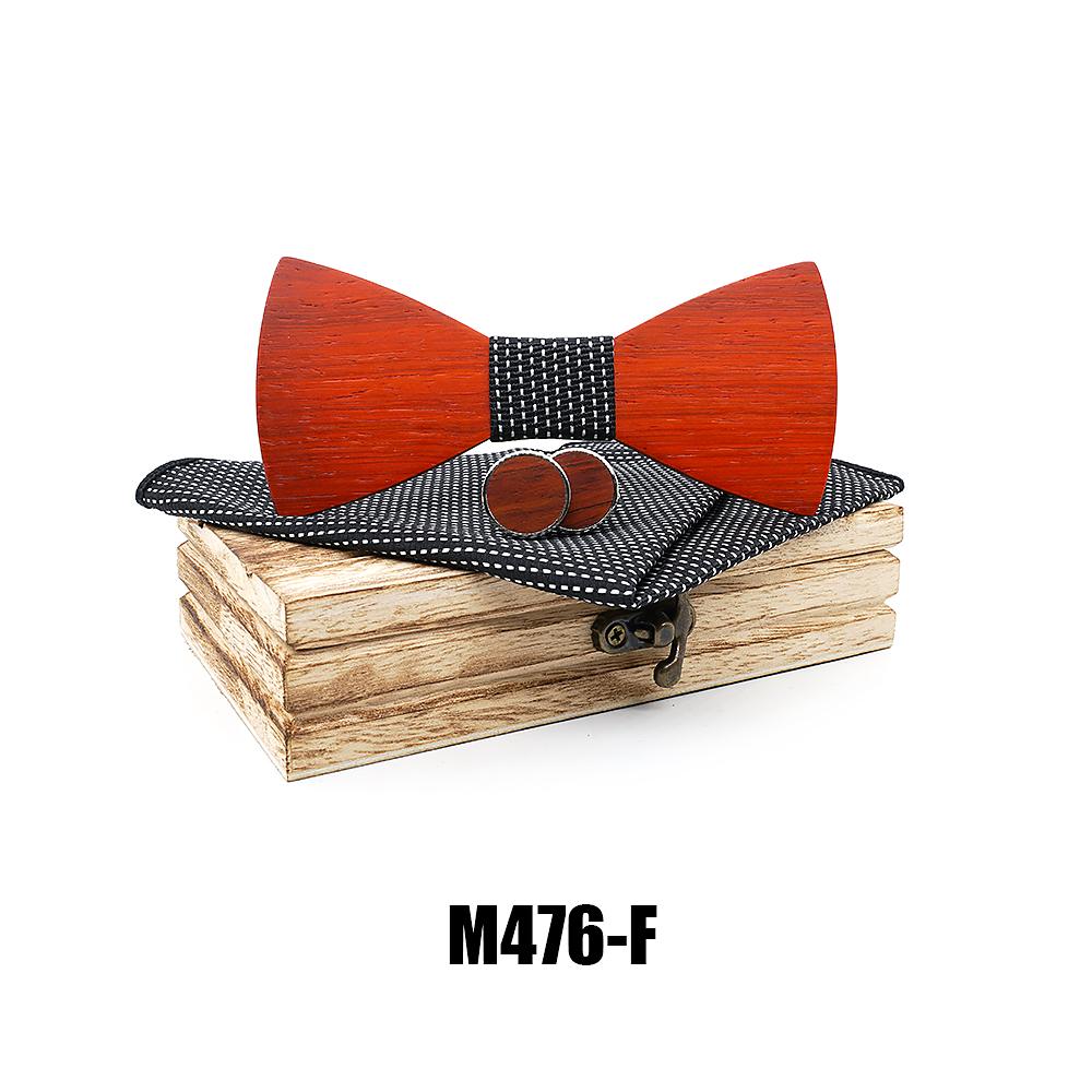 M476 M476  Classic Solid Bow Tie Set, Red Sandalwood — colour F