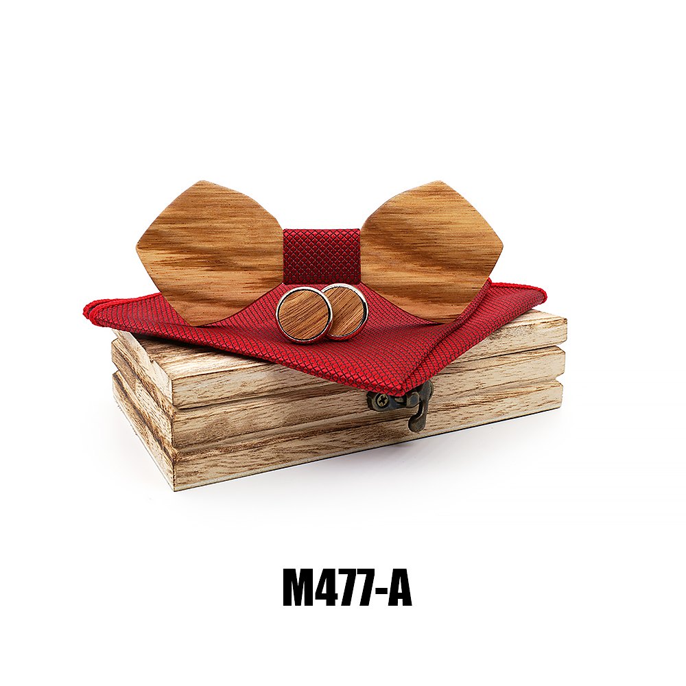 M477  Solid Bow Tie Set, Zebrawood