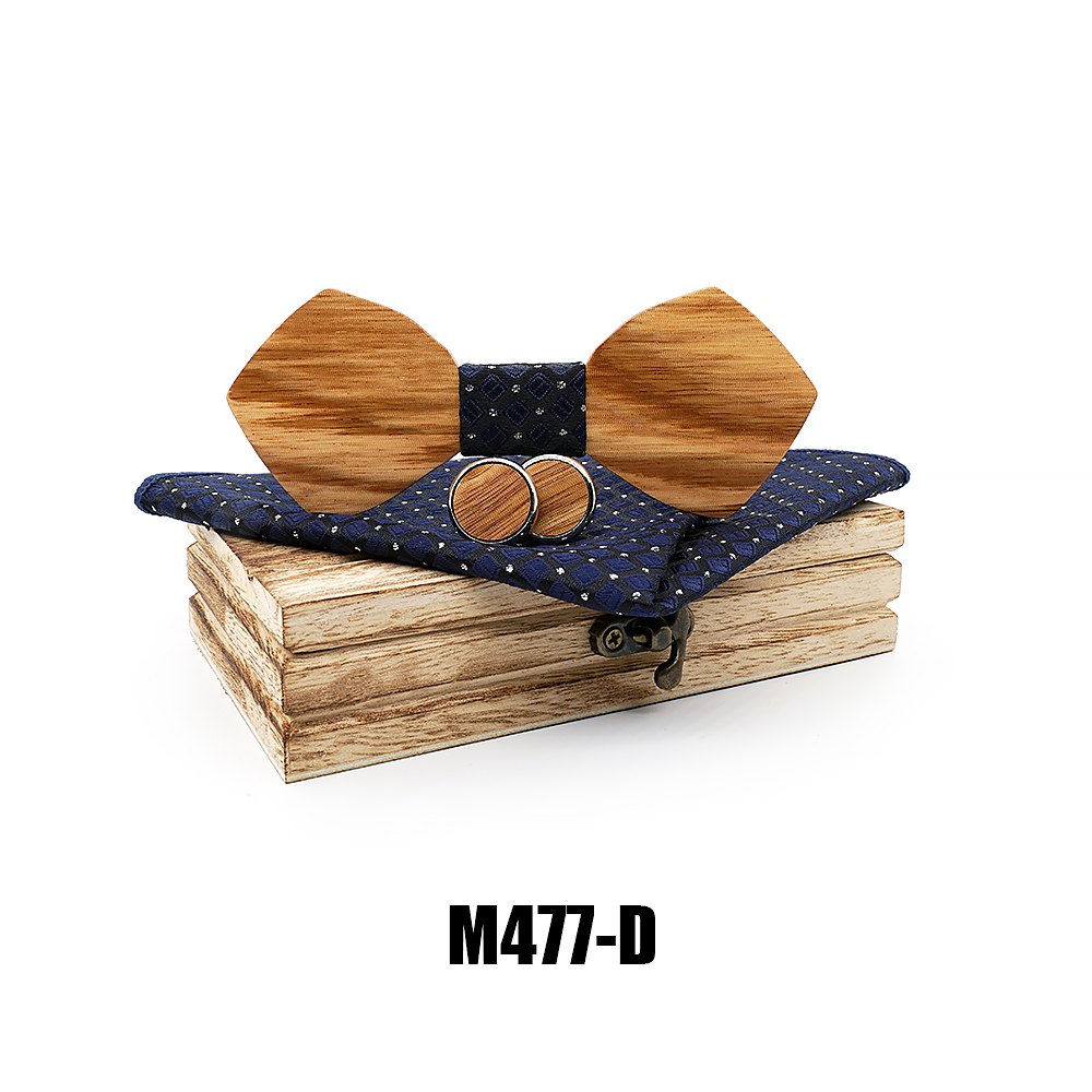 M477 M477  Solid Bow Tie Set, Zebrawood — view 4