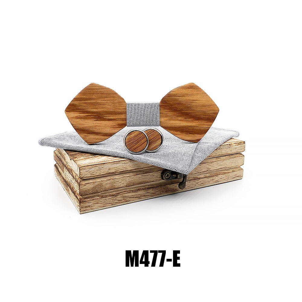 M477 M477  Solid Bow Tie Set, Zebrawood — view 5