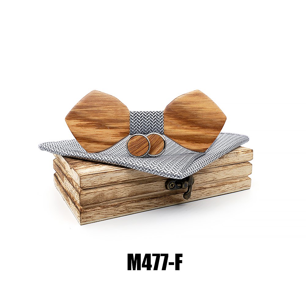 M477 M477  Solid Bow Tie Set, Zebrawood — view 6
