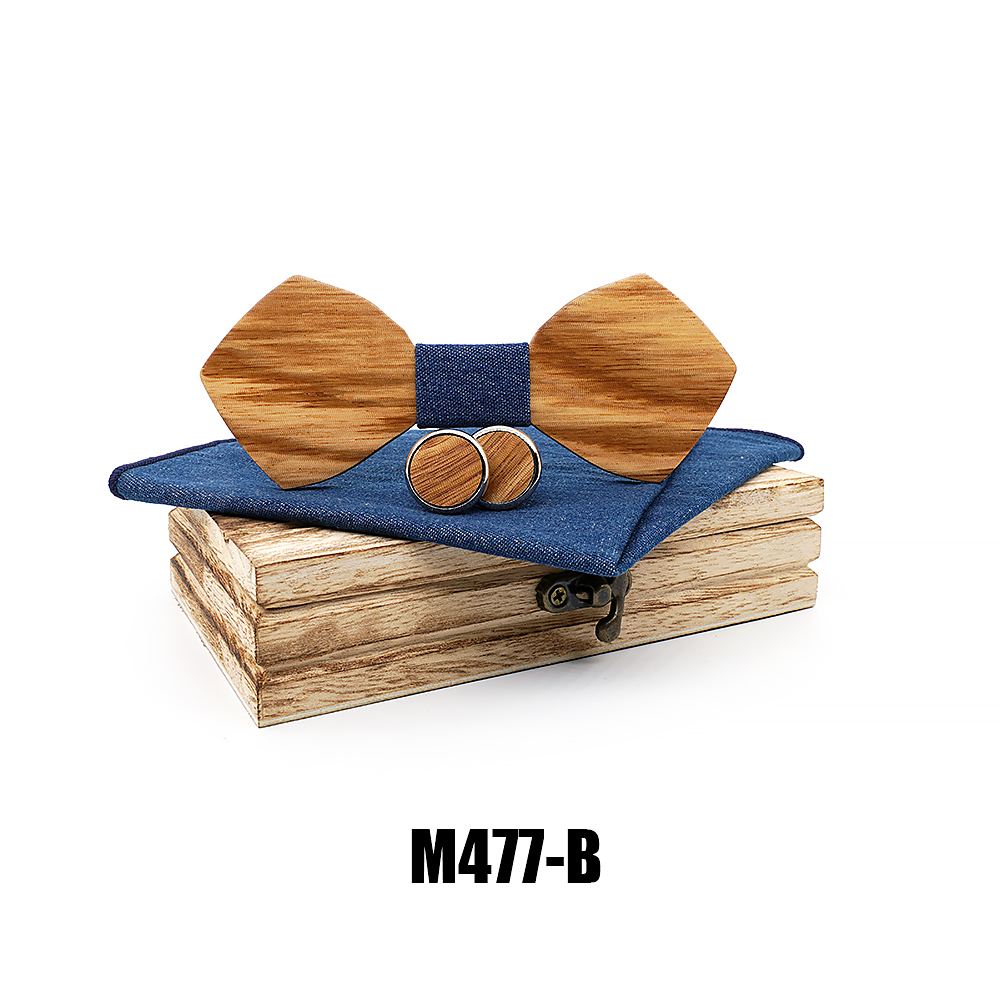 M477 M477  Solid Bow Tie Set, Zebrawood — colour B