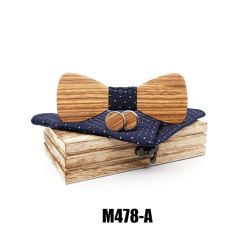 M478  Classic Solid Bow Tie Set, Zebrawood