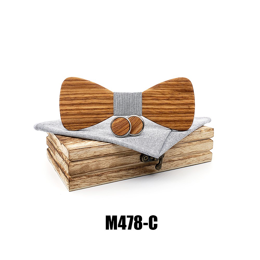M478 M478  Classic Solid Bow Tie Set, Zebrawood — view 3
