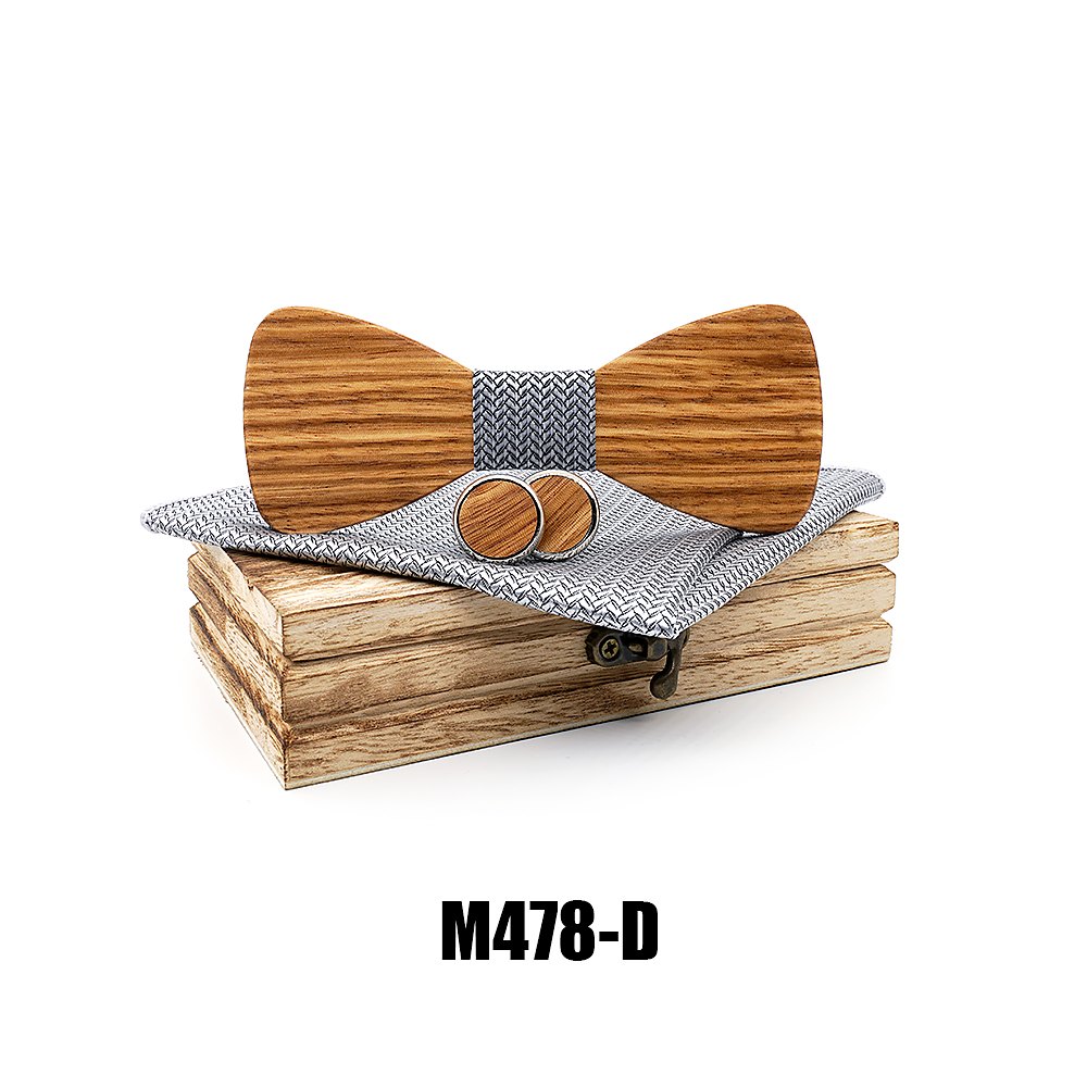 M478 M478  Classic Solid Bow Tie Set, Zebrawood — view 4
