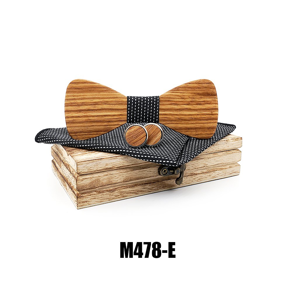 M478 M478  Classic Solid Bow Tie Set, Zebrawood — view 5