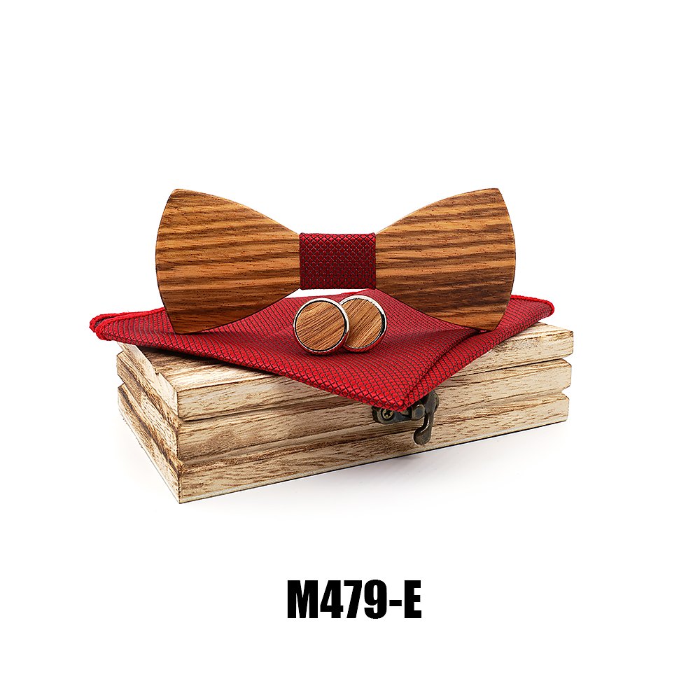 M479 M479  Striped Grain Solid Bow Tie Set, Zebrawood — view 5