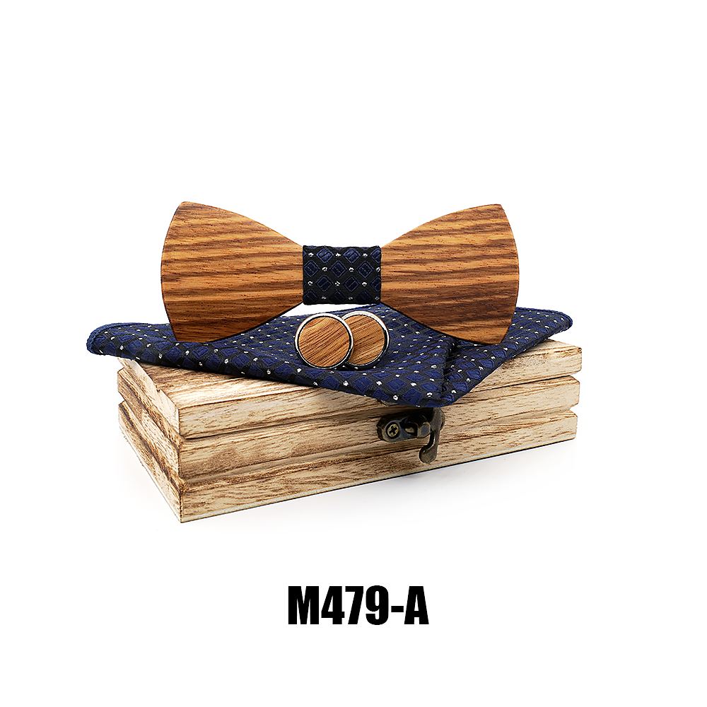 M479 M479  Striped Grain Solid Bow Tie Set, Zebrawood — colour A